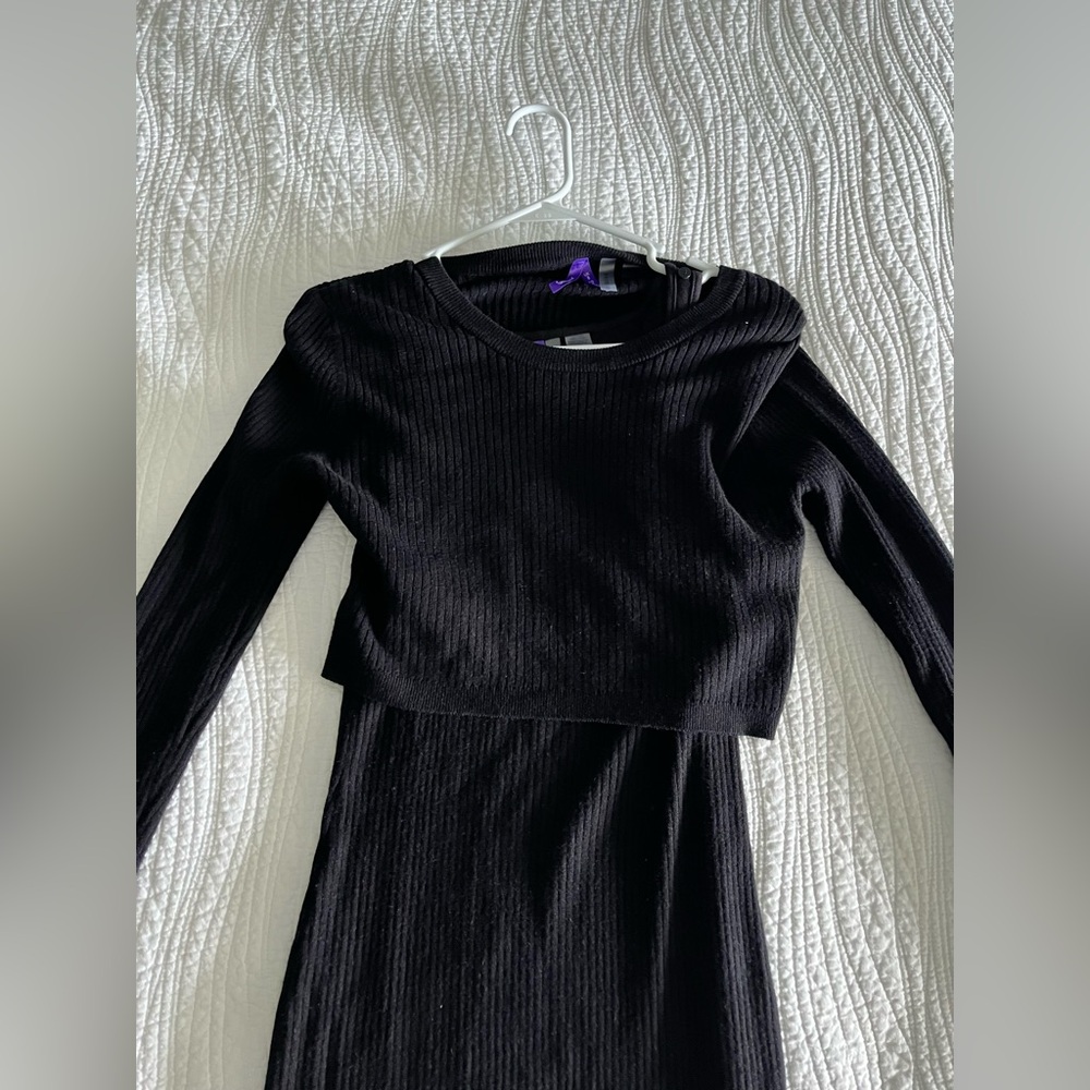 Seraphine Black Ribbed Knit bodycon Dress